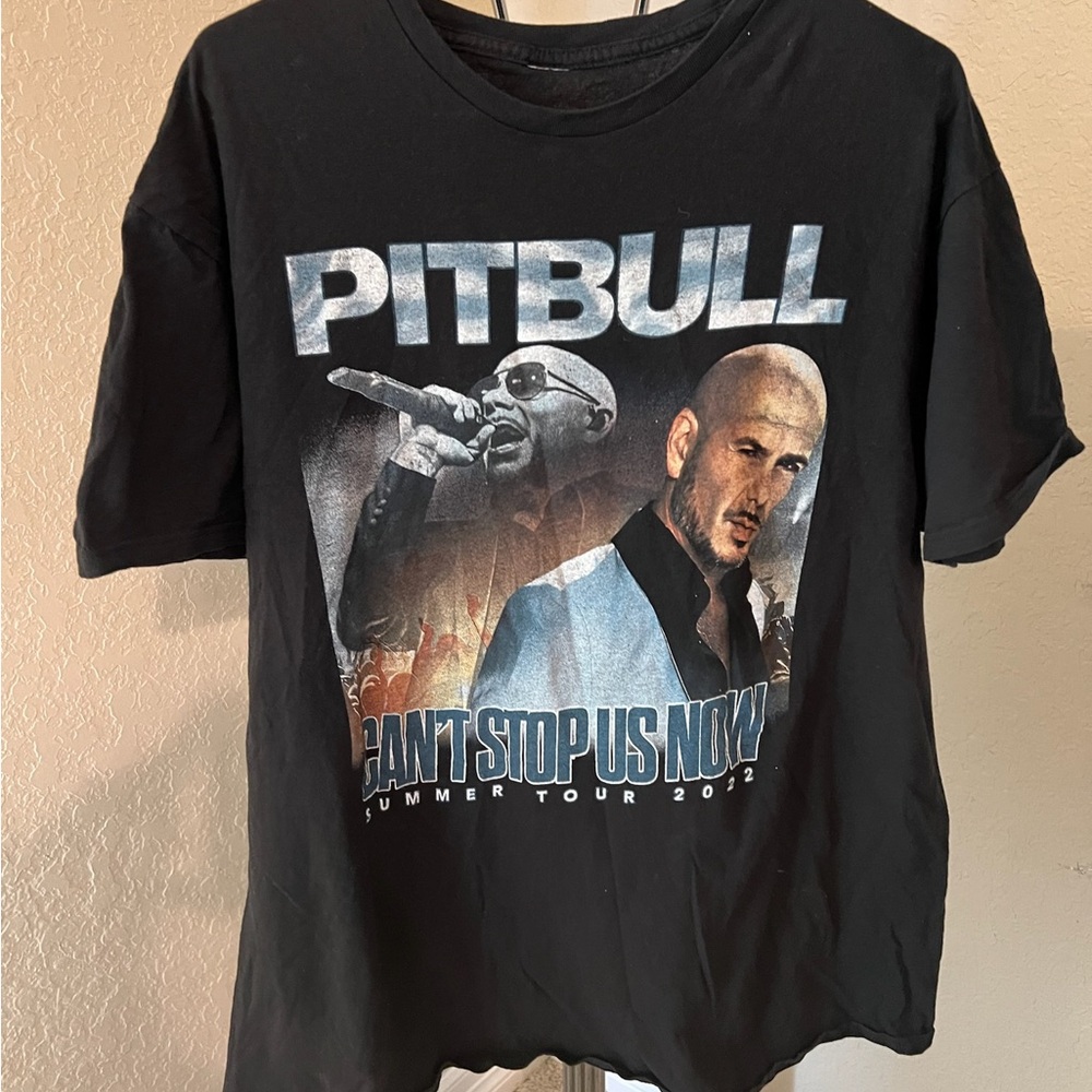 Brand New Black and Blue Pitbull Can’t Stop Us Now Summer Tour 2022 T-shirt